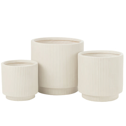 Lot de 3 pots de fleurs Misty en argile blanche J-Line