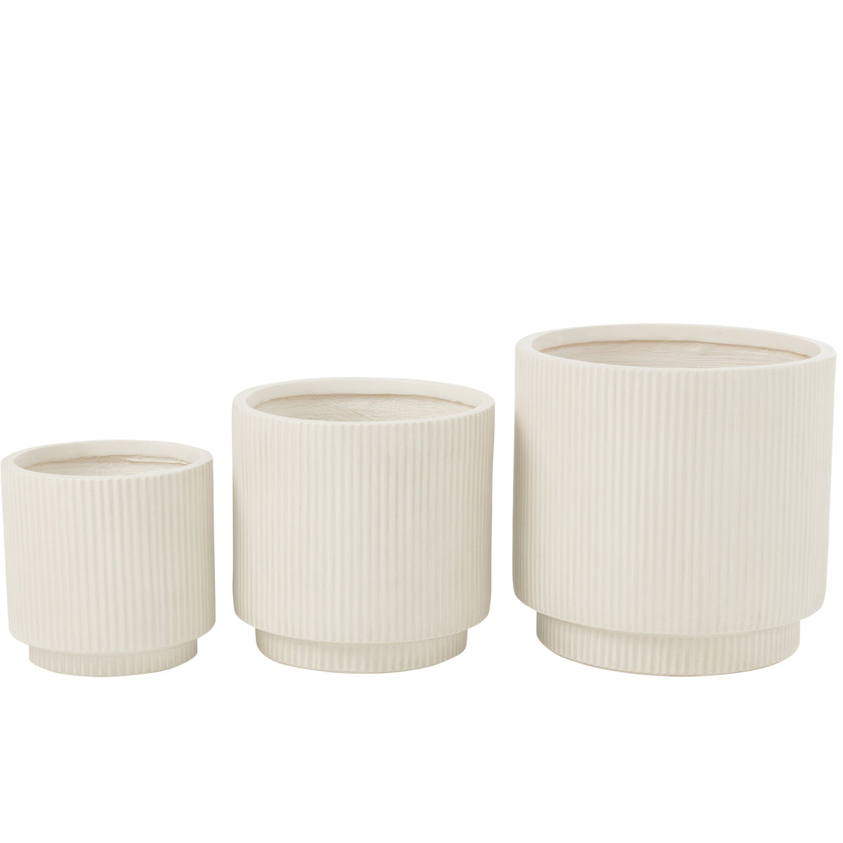 Lot de 3 pots de fleurs Misty en argile blanche J-Line