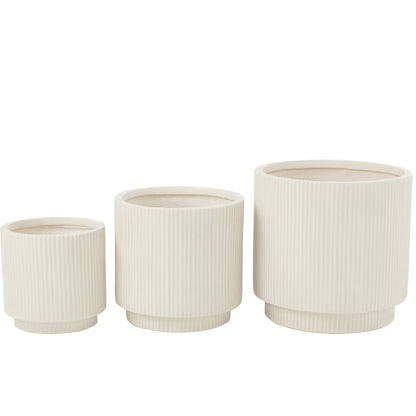 Lot de 3 pots de fleurs Misty en argile blanche J-Line