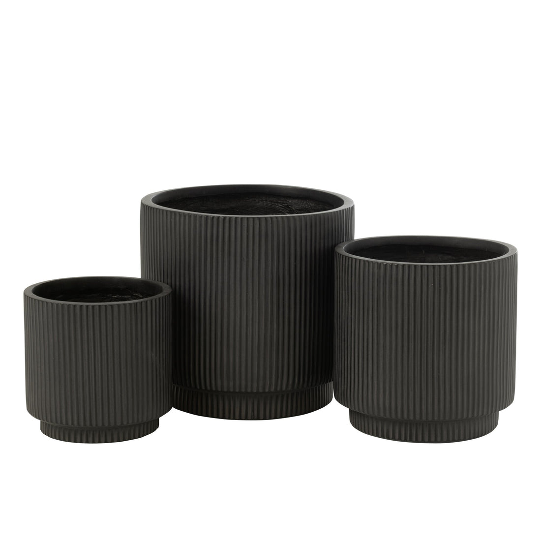 Lot de 3 pots de fleurs Misty en argile noire J-Line