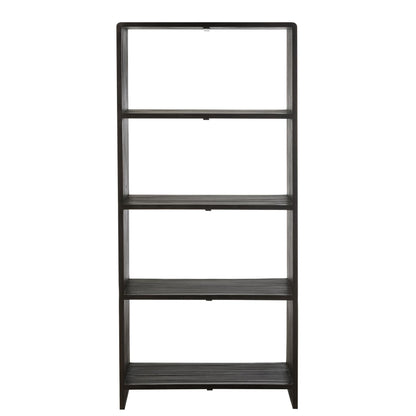 Boekenkast 4 Schappen Gerecycleerd Teak Zwart - Boekenkast - J-Line - livinglovely.nl