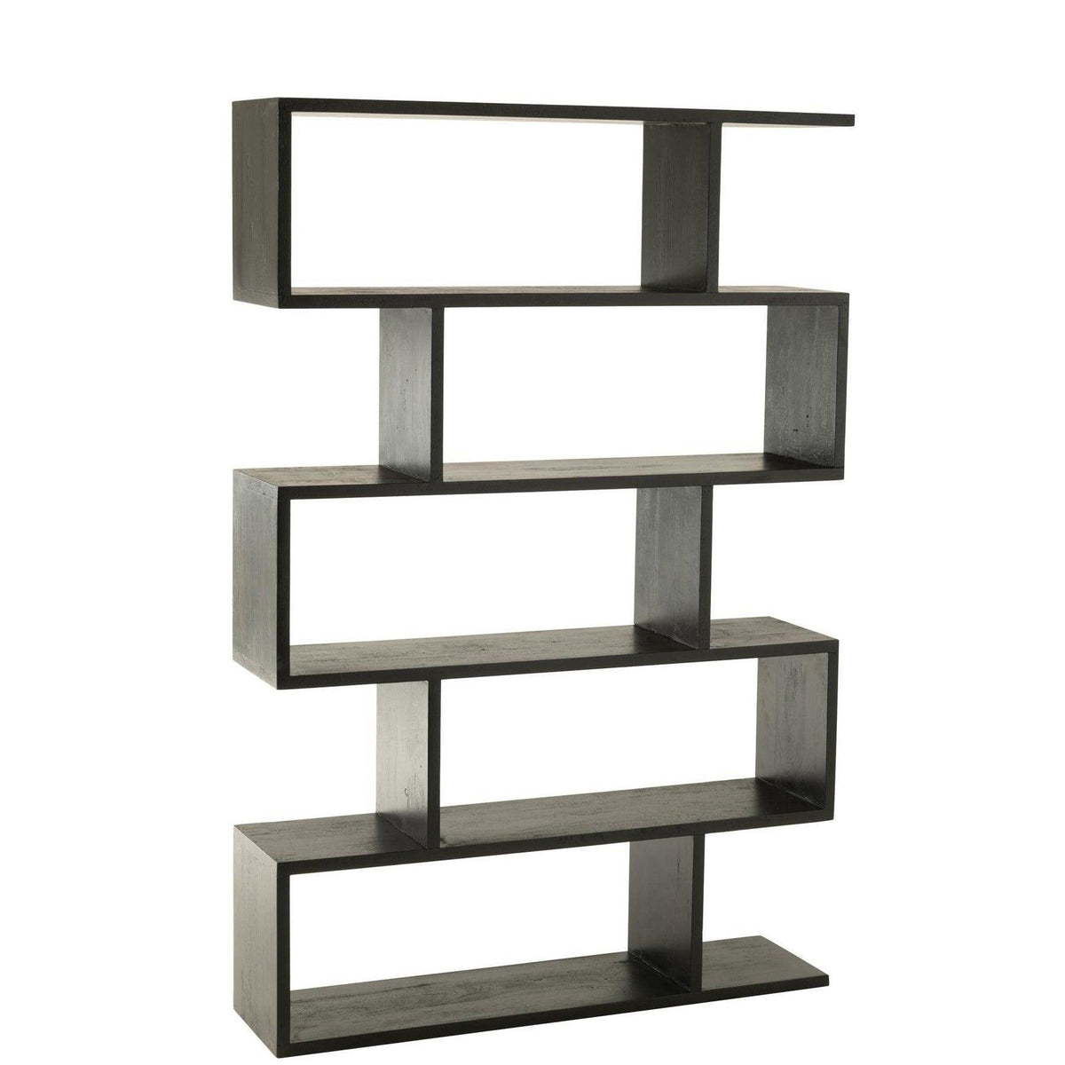 Boekenkast Verticaal Latten Mango Hout Mat Zwart - Boekenkast - J-Line - livinglovely.nl