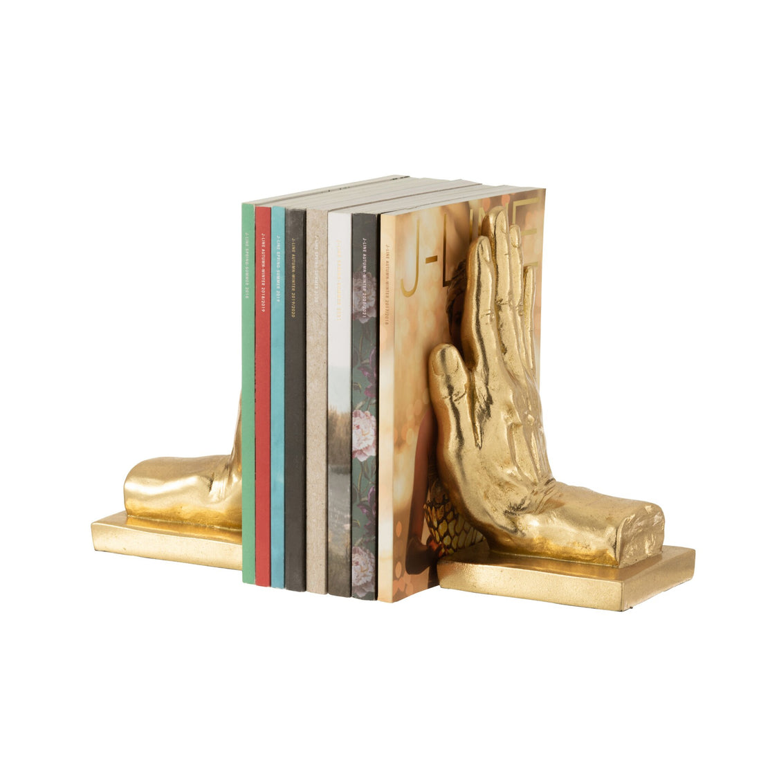 Lot de 2 serre-livres Mains en poly Or J-Line