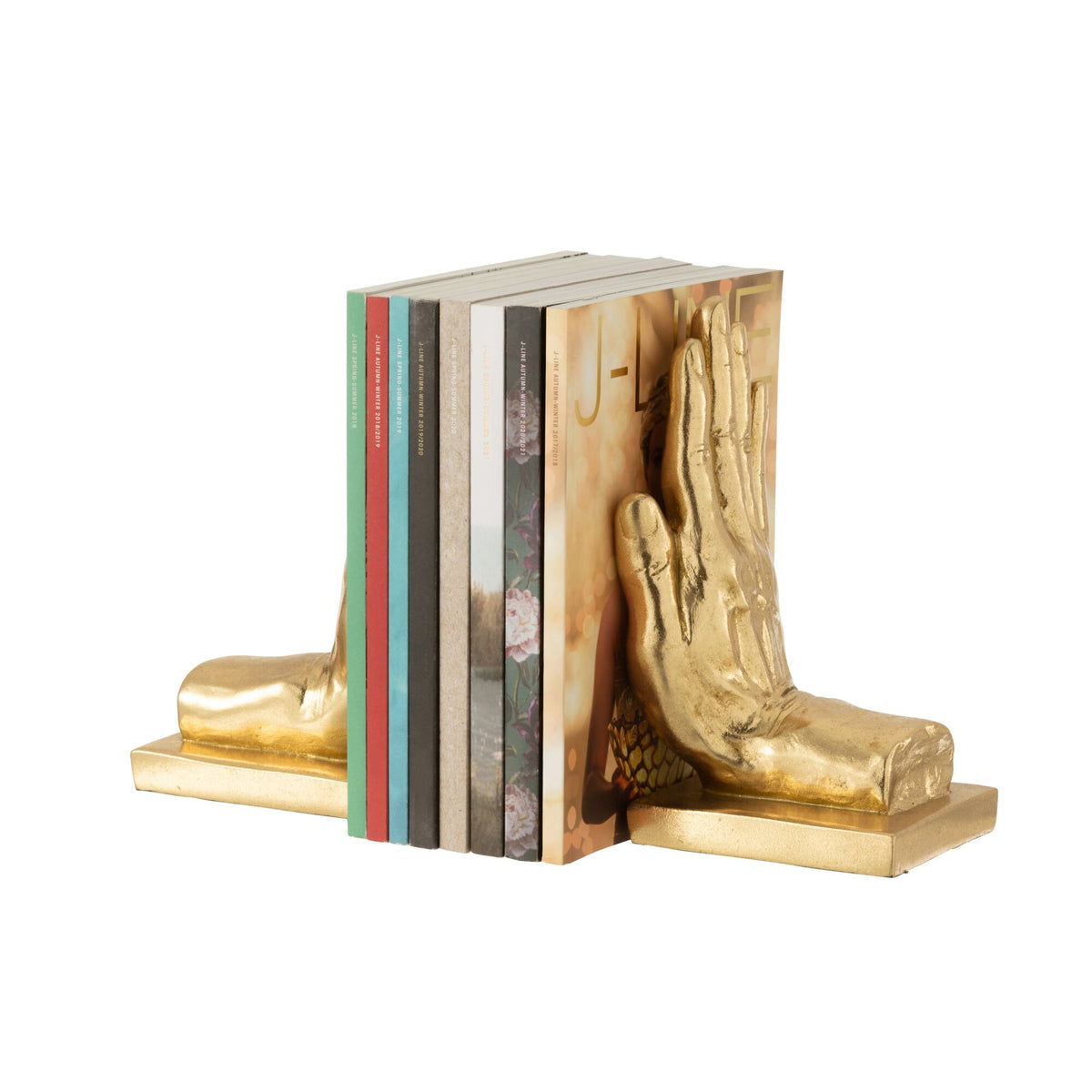 Lot de 2 serre-livres Mains en poly Or J-Line