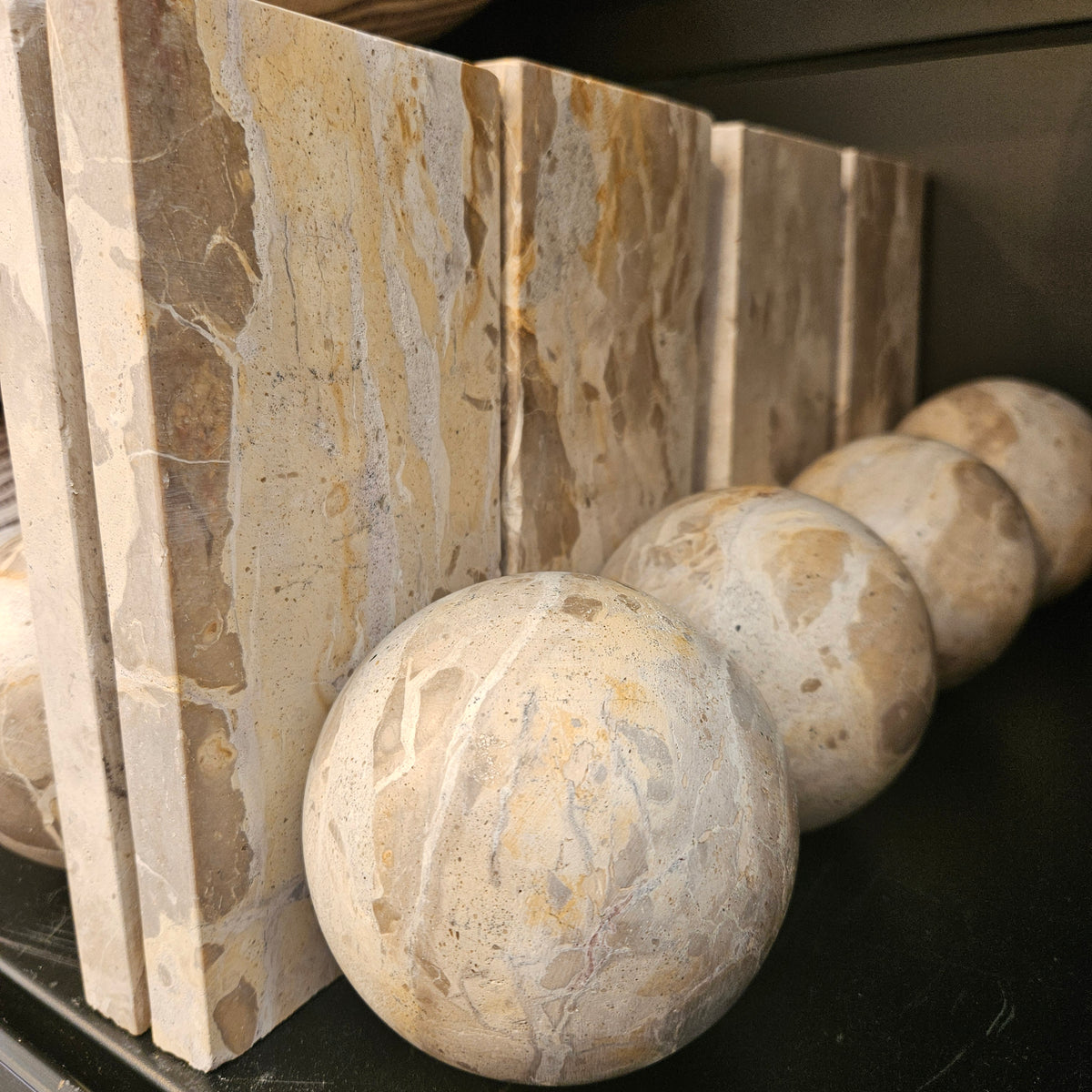 Boekensteun Marmer Beige J-Line - Boekensteun - J-Line - livinglovely.nl
