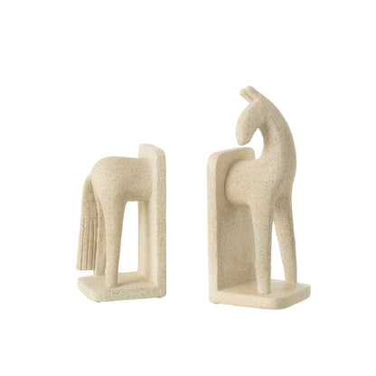 Serre-livres Cheval Moderne Résine Beige Set J-Line