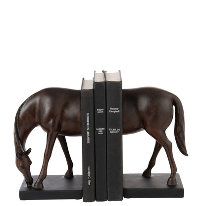 Boekensteun Paard Polyresin Donkerbruin - Boekensteun - J-Line - livinglovely.nl