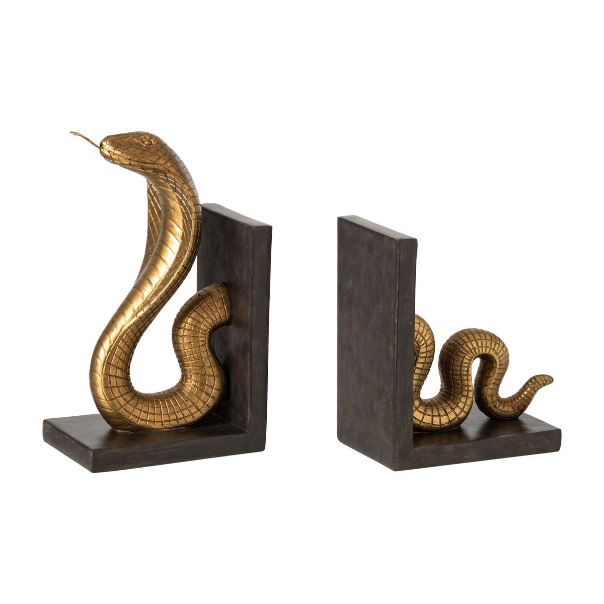 Serre-livres Serpent en polyrésine Or/Noir Lot de 2 J-Line