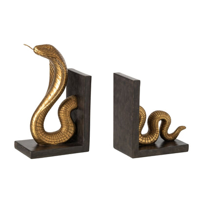 Serre-livres Serpent en polyrésine Or/Noir Lot de 2 J-Line
