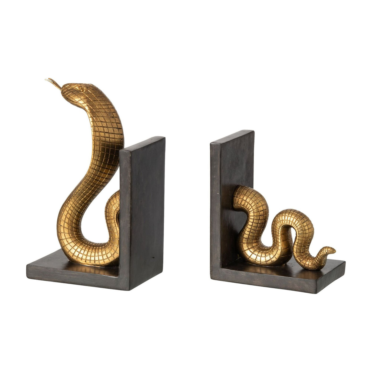 Serre-livres Serpent en polyrésine Or/Noir Lot de 2 J-Line