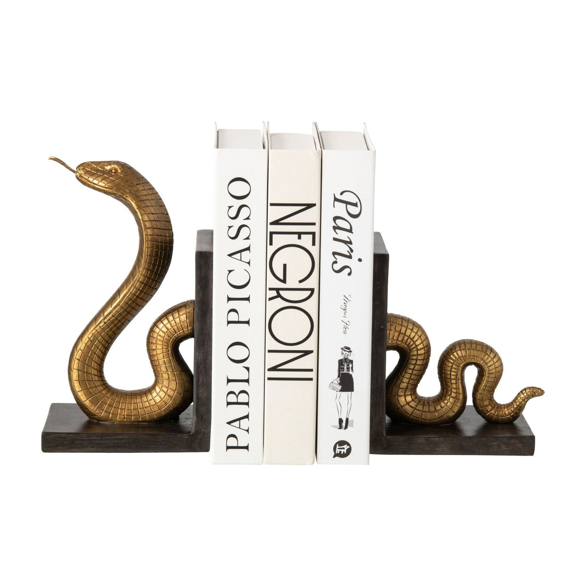 Serre-livres Serpent en polyrésine Or/Noir Lot de 2 J-Line
