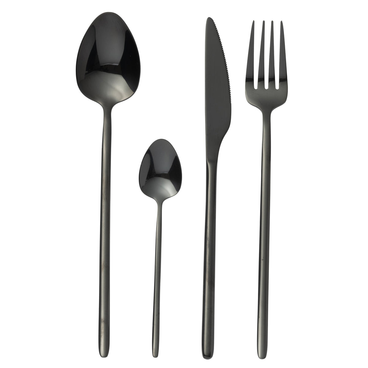 Boîte de couverts C 24 pièces Acier inoxydable Noir brillant J-Line