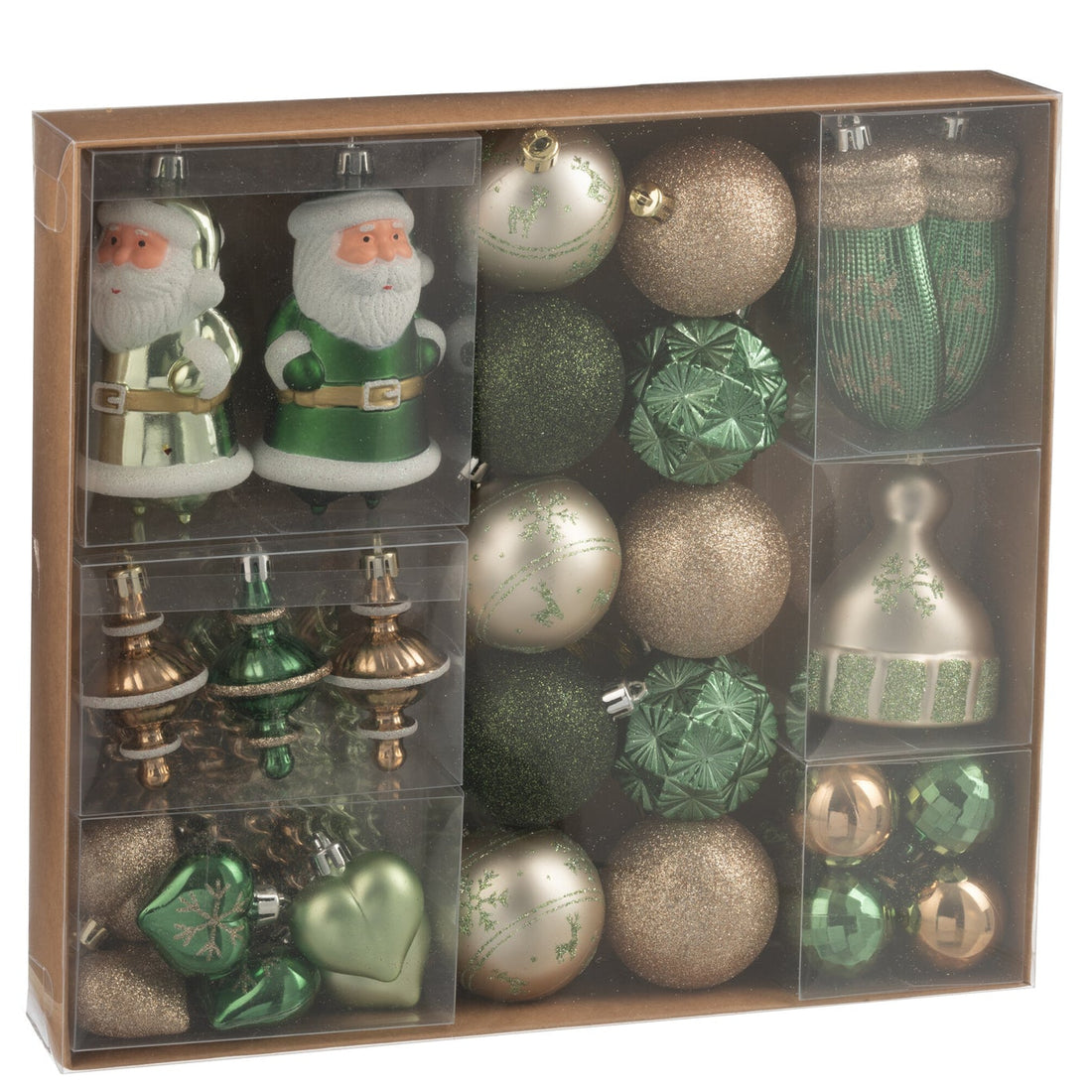 Box Of 45 Christmas Bauble Plastic Mint Green/Ecru - - J-Line - livinglovely.nl