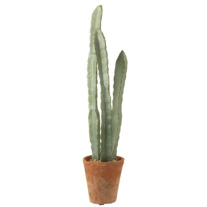 Cactus en pot en plastique vert, grand modèle, lot de 3