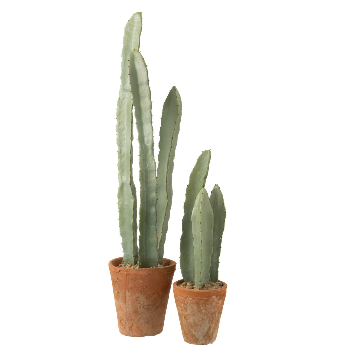 Cactus en pot en plastique vert, grand modèle, lot de 3