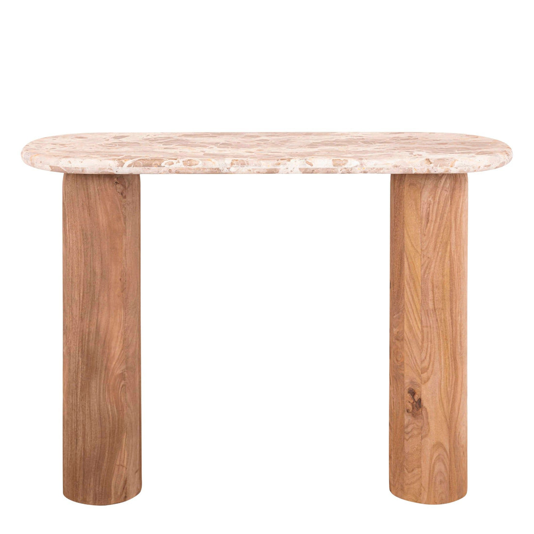 Claude Sidetable Large van PTMD, sidetable van bruin mangohout met marmeren blad, vooraanzicht