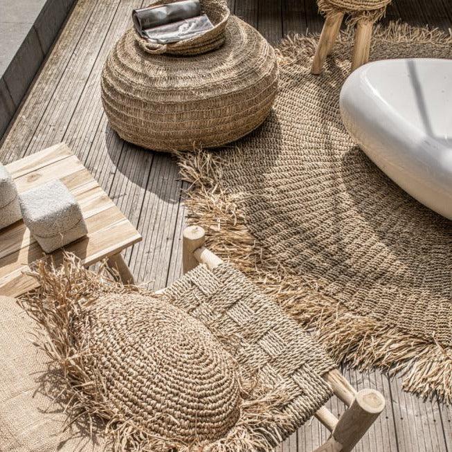 De Seagrass Poef - Naturel - M - Poef - Bazar Bizar - livinglovely.nl
