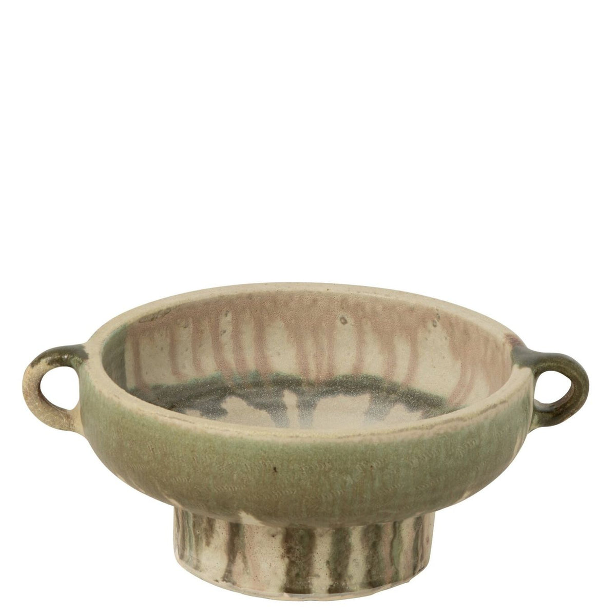 Coupe décorative en céramique vert olive et beige J-Line