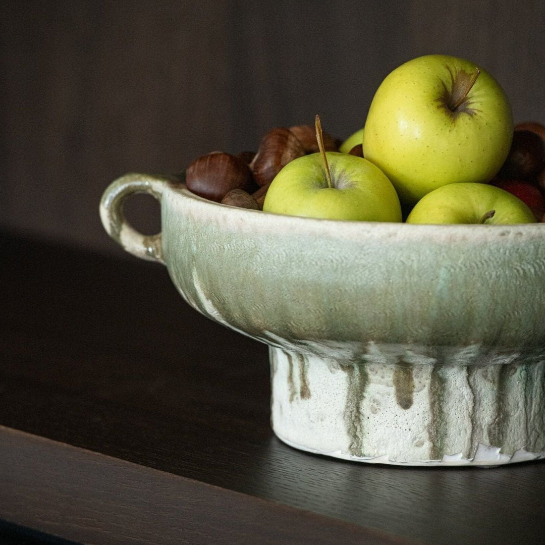 Coupe décorative en céramique vert olive et beige J-Line