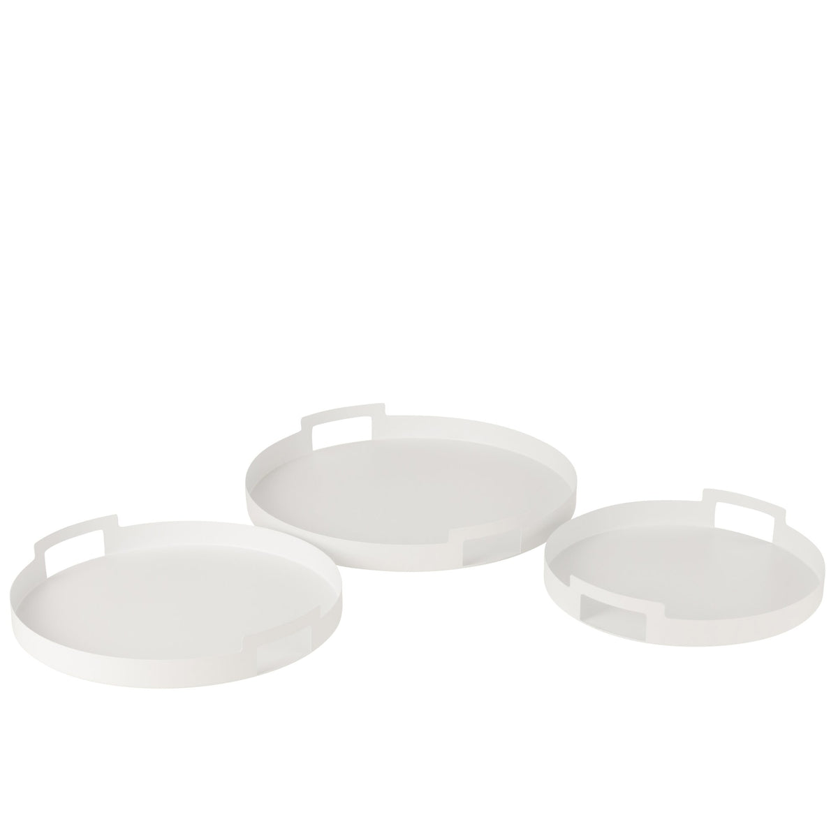 Plateau Rond Métal Blanc Lot de 3 J-Line