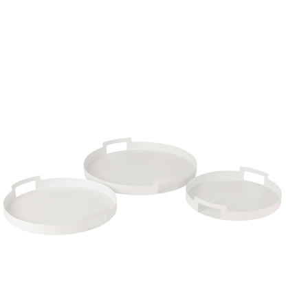 Plateau Rond Métal Blanc Lot de 3 J-Line