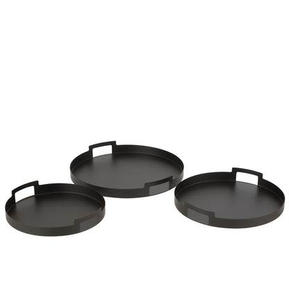 Lot de 3 plateaux ronds en métal noir J-Line