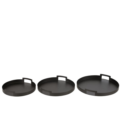 Lot de 3 plateaux ronds en métal noir J-Line