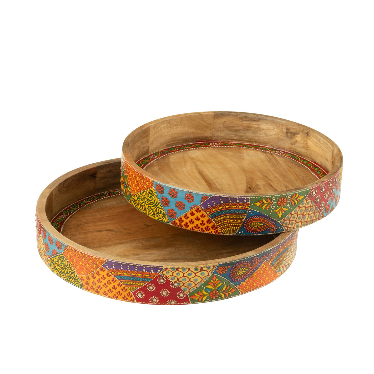 Lot de 2 plateaux Delhi en bois de manguier J-Line