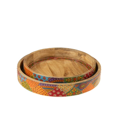 Lot de 2 plateaux Delhi en bois de manguier J-Line