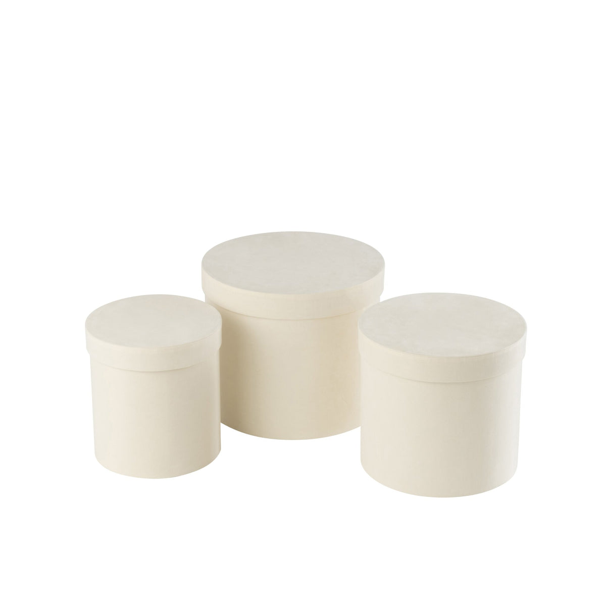 Boîtes rondes en papier velours blanc, lot de 3, J-Line