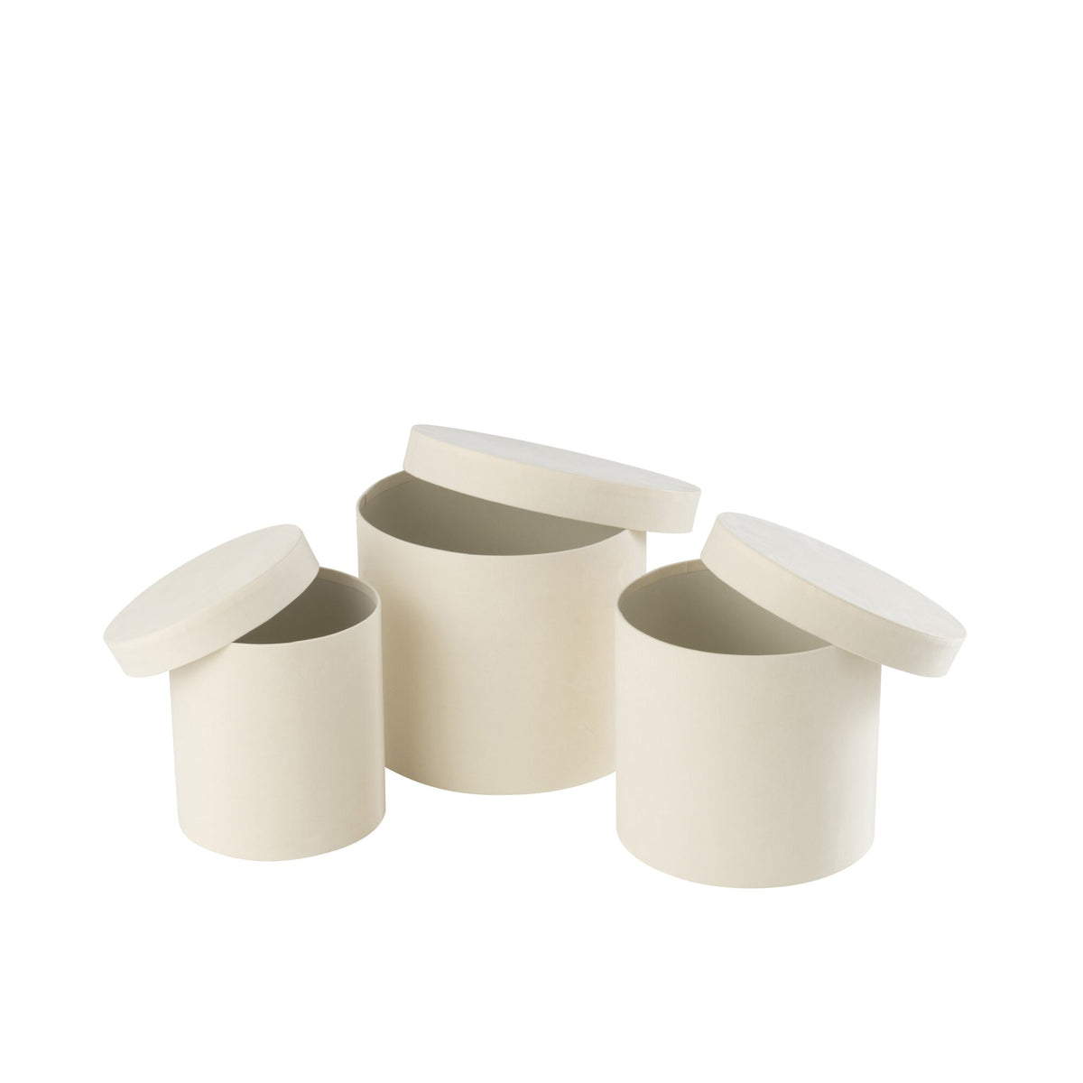 Boîtes rondes en papier velours blanc, lot de 3, J-Line