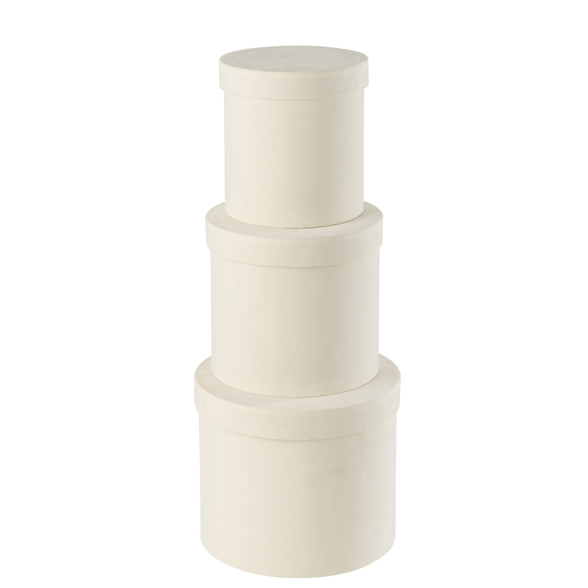 Boîtes rondes en papier velours blanc, lot de 3, J-Line