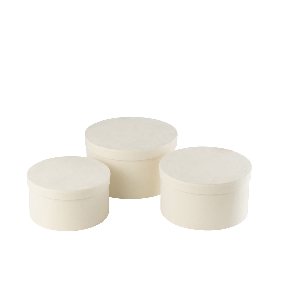 Boîtes rondes plates en papier velours blanc, lot de 3, J-Line