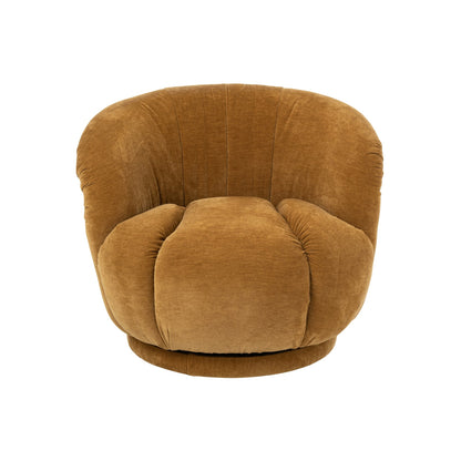 Fauteuil pivotant Plywood/Tissu Jaune moutarde J-Line