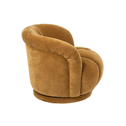 Fauteuil pivotant Plywood/Tissu Jaune moutarde J-Line