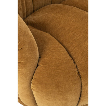Fauteuil pivotant Plywood/Tissu Jaune moutarde J-Line