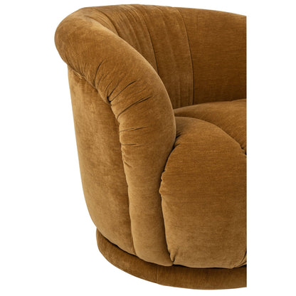 Fauteuil pivotant Plywood/Tissu Jaune moutarde J-Line