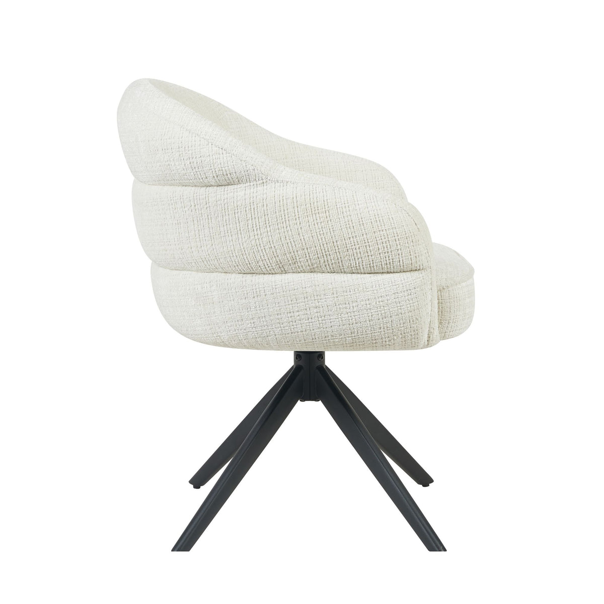 Comfortabele zitting met armleuningen van eetkamerstoel Bella Off White van Starfurn