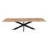 Eettafel Dakota Boomstam 240cm van Starfurn, houten blad met boomstamrand op zwarte matrixpoot