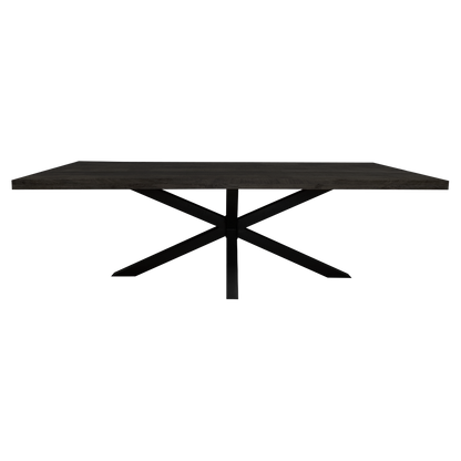 Denver eettafel 240cm van Starfurn met zwart gelakte metalen matrixpoot en massief mangohouten blad