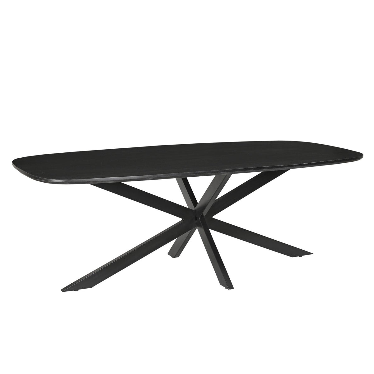 Eettafel Jesper Kala 180cm schuin vooraanzicht met zwart spinpootonderstel