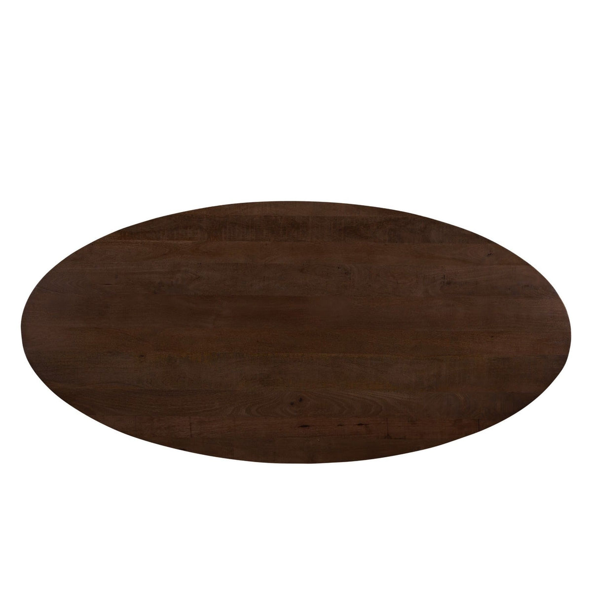Bovenaanzicht van het mangohouten blad van de eettafel Jesper Chestnut 240cm