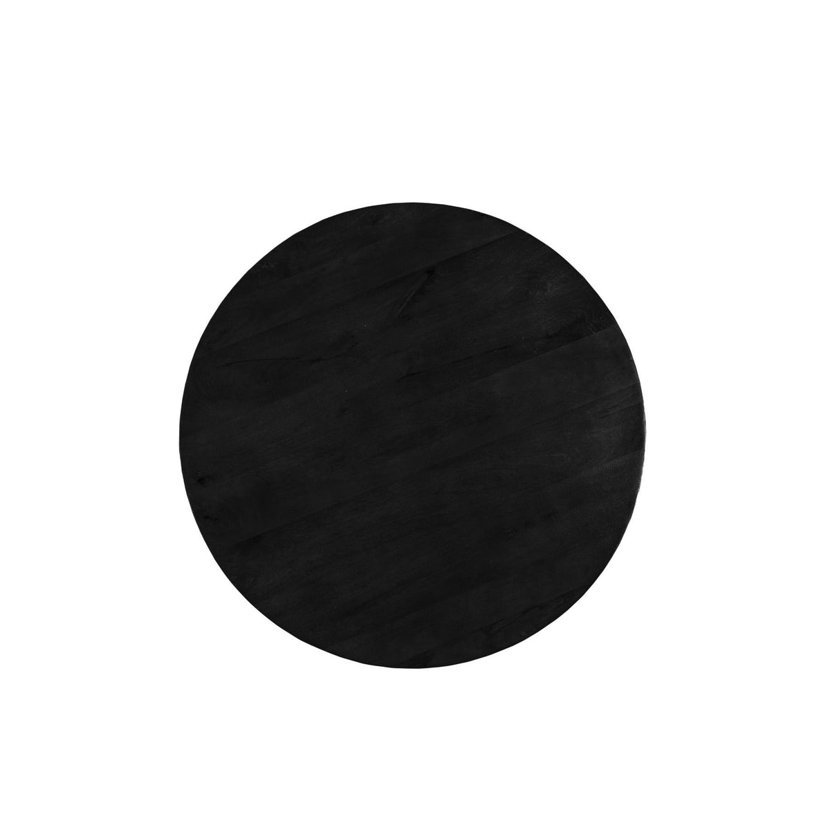 Bovenaanzicht van het mangohouten blad van de eettafel Jesper Kala Ø130cm