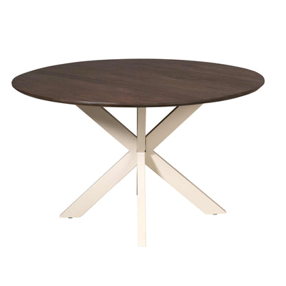Eettafel Madison 150cm van bovenaf met de nerftekening van het massieve bruine mangohout