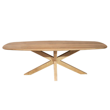 Eettafel Nina Deens Ovaal 210cm van Starfurn, mangohouten tafel met kruispoot, vooraanzicht