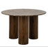 Ronde eettafel van J-Line met bruin marmeren blad en stevige mangohouten poten, Ø120 cm
