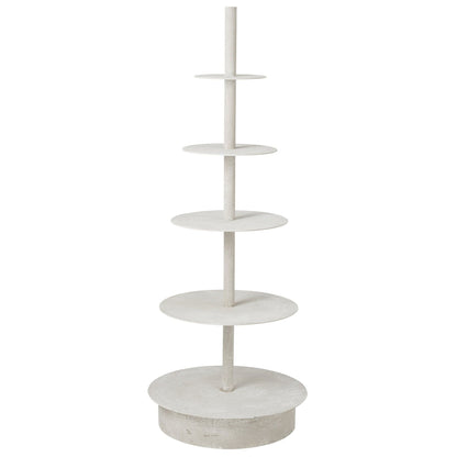 Etagere Rond 5 Laags Metaal Wit van J-Line, witte etagere met vijf ronde bladen van 180cm hoog