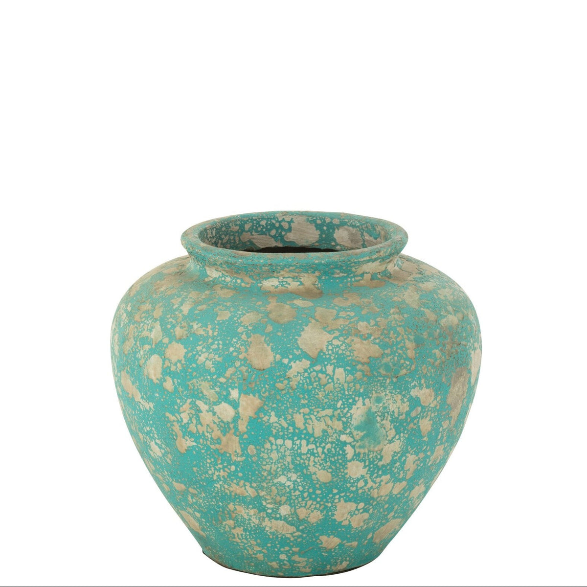 Pot de fleurs Antique Rond Ciment Azur J-Line