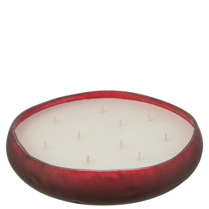Geurkaars Livia Glas Rood Large 40uur - Geurkaars - J-Line - livinglovely.nl
