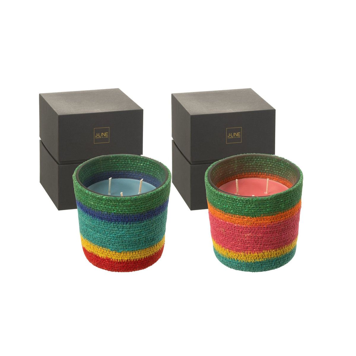 Bougie parfumée Panier Mix de cire rose Small-45 Heures Lot de 2 J-Line
